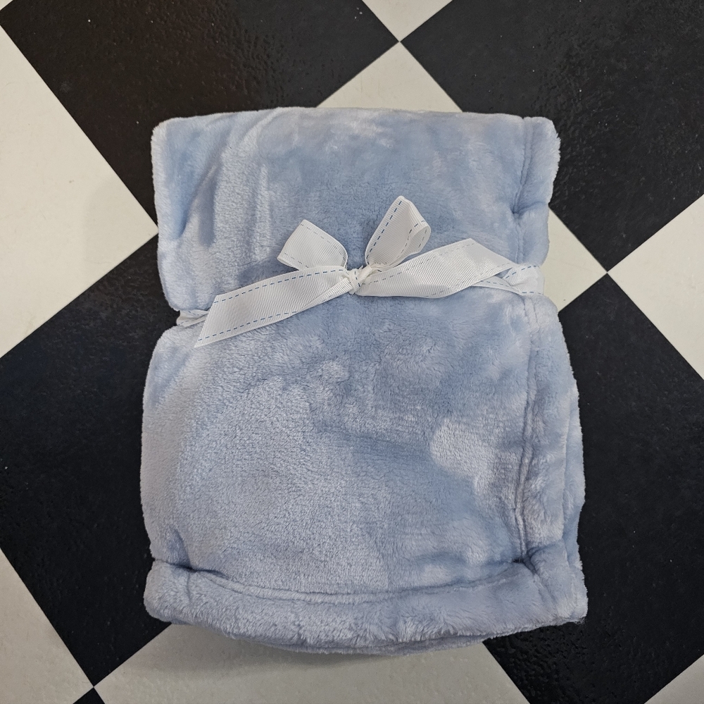New a plush, soft baby blanket with a velvet finish Tied In Ribbon Baby Boy Gift